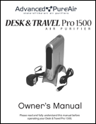 Desk Travel Pro 1500 Air Purifier Owners Manual
